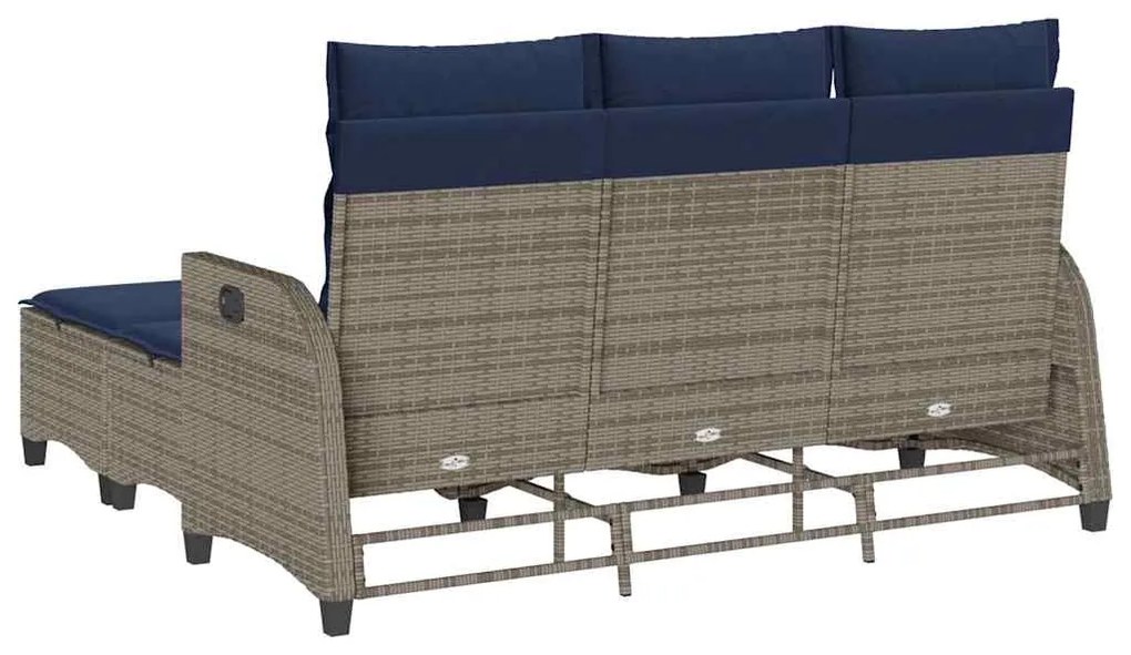 3 pcs conjunto sofás de jardim com almofadões em L vime PE