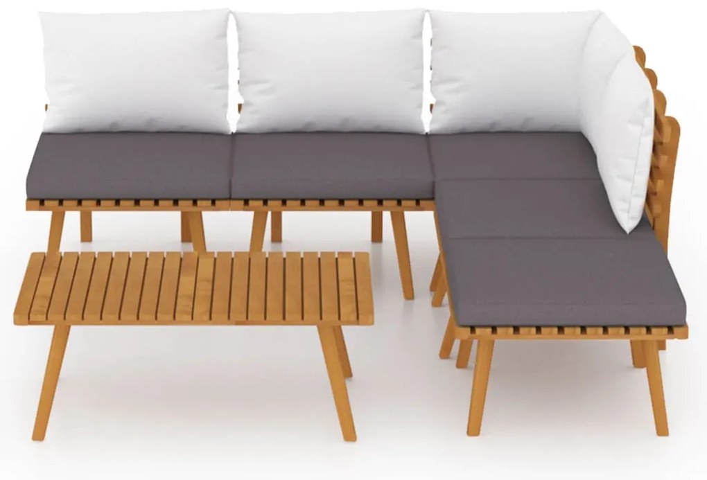 6 pcs conjunto lounge de jardim com almofadões acácia maciça