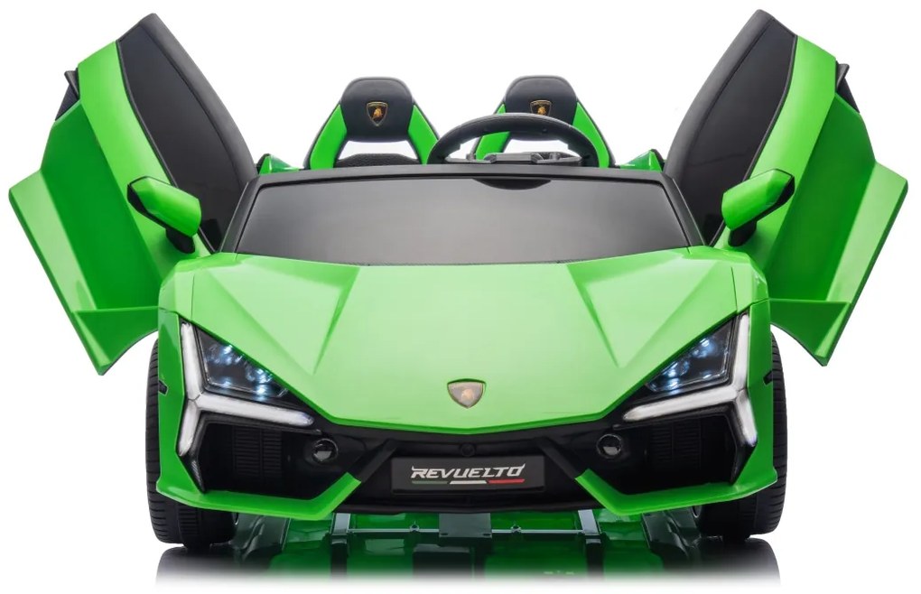 Carro elétrico para Crianças 2 Lugares Lamborghini Revuelto XL STRONG 24V, Rodas AR bombeado, Assento Couro ecológico Verde