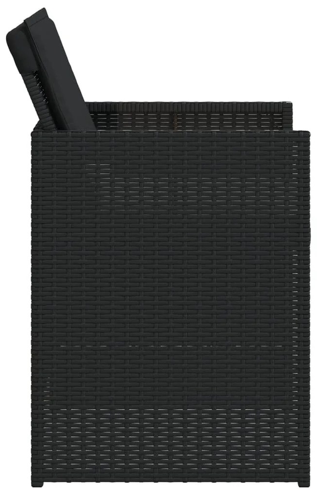 5 pcs conjunto de jantar p/ jardim c/ almofadões vime PE preto