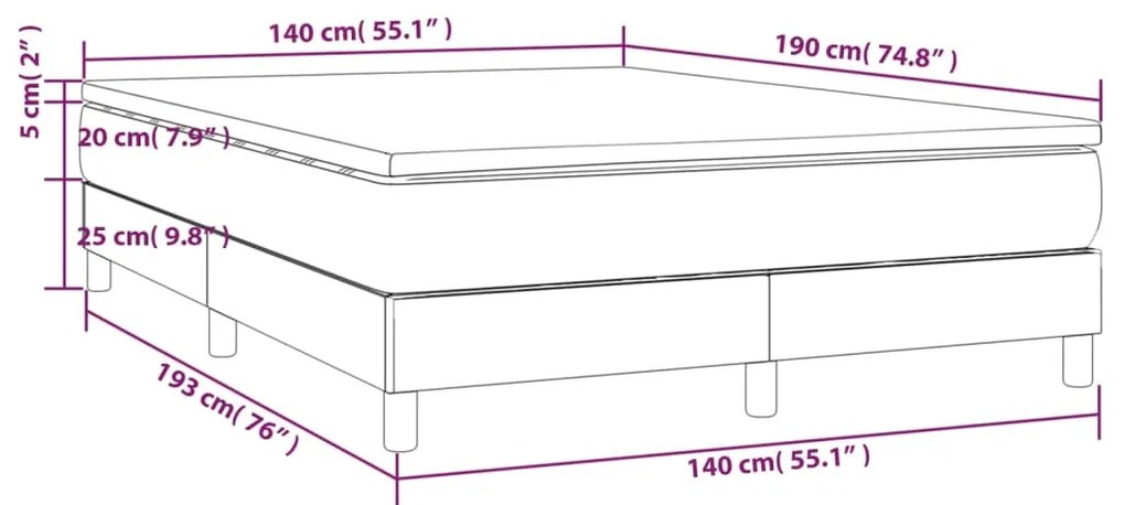 Cama com molas/colchão 140x190 cm tecido castanho-escuro