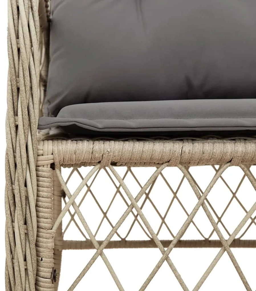 3 pcs conjunto bistrô com almofadões vime PE bege misturado