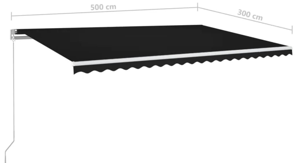 Toldo retrátil manual com LED 500x300 cm antracite