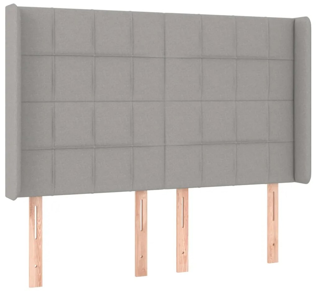 Cama box spring c/ colchão e LED 140x200 cm tecido cinza-claro