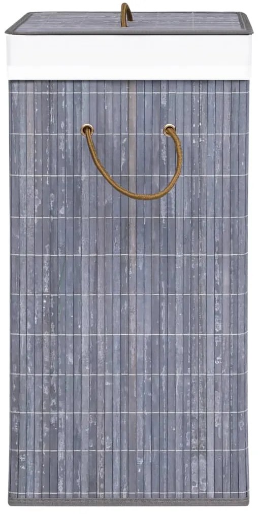 Cesto para roupa suja c/ 2 secções 72 L bambu cinzento