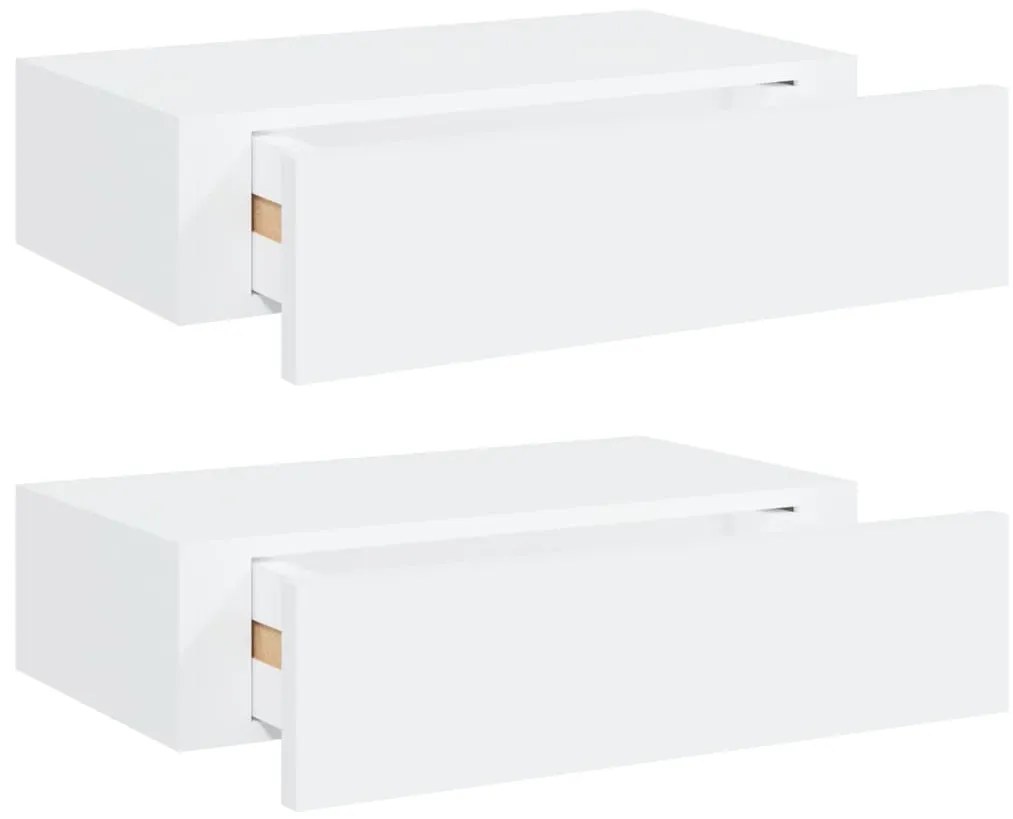 Prateleiras de parede com gavetas 2pcs MDF 40x23,5x10 cm branco