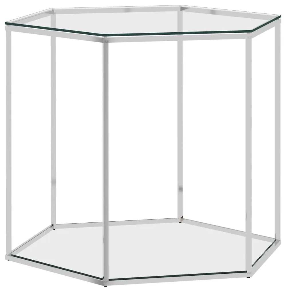 vidaXL Mesa de centro 60x53x50 cm aço inoxidável e vidro prateado