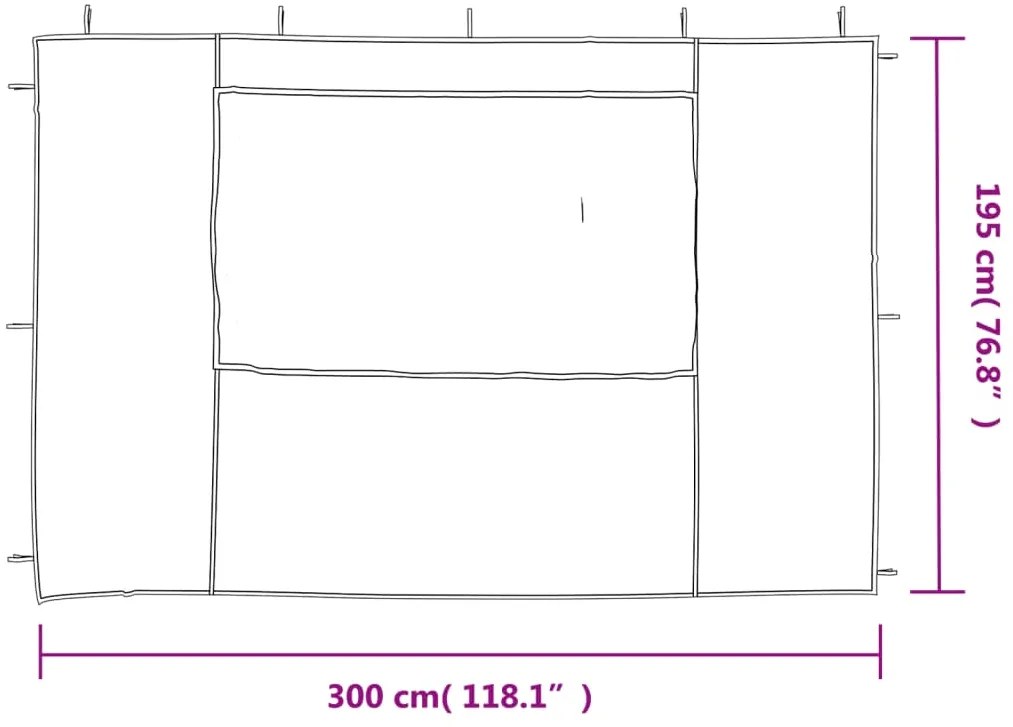 Parede lateral com janela p/ tenda de festas 2 pcs PE branco