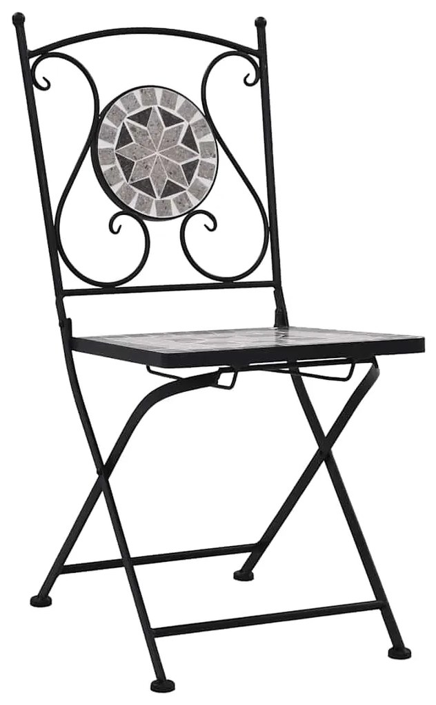 Cadeiras bistrô em mosaico 2 pcs cinzento