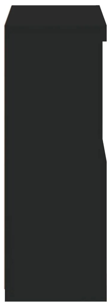 Armário de apoio com luzes LED derivados de madeira preto