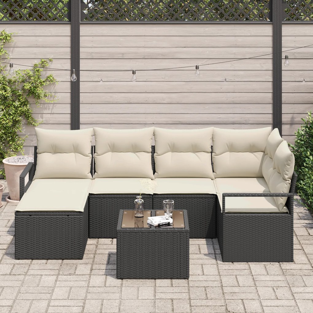 Conjunto de Sofá de Jardim vidaXL de 6 peças com Almofadas em Rattan e