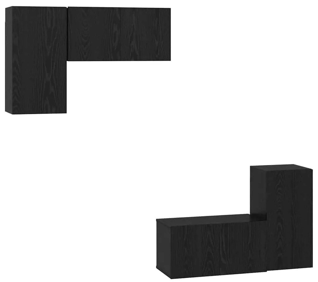 Conjunto de Cabine de TV 4 pcs Carvalho Preto 60 x 30 x 30 cm