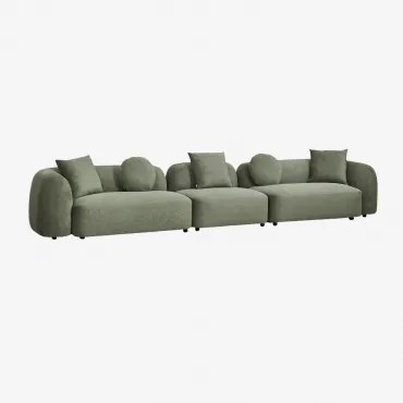 Sofá Modular De 3 Peças Em Chenille Coco Chenille Verde Sálvia - Sklum