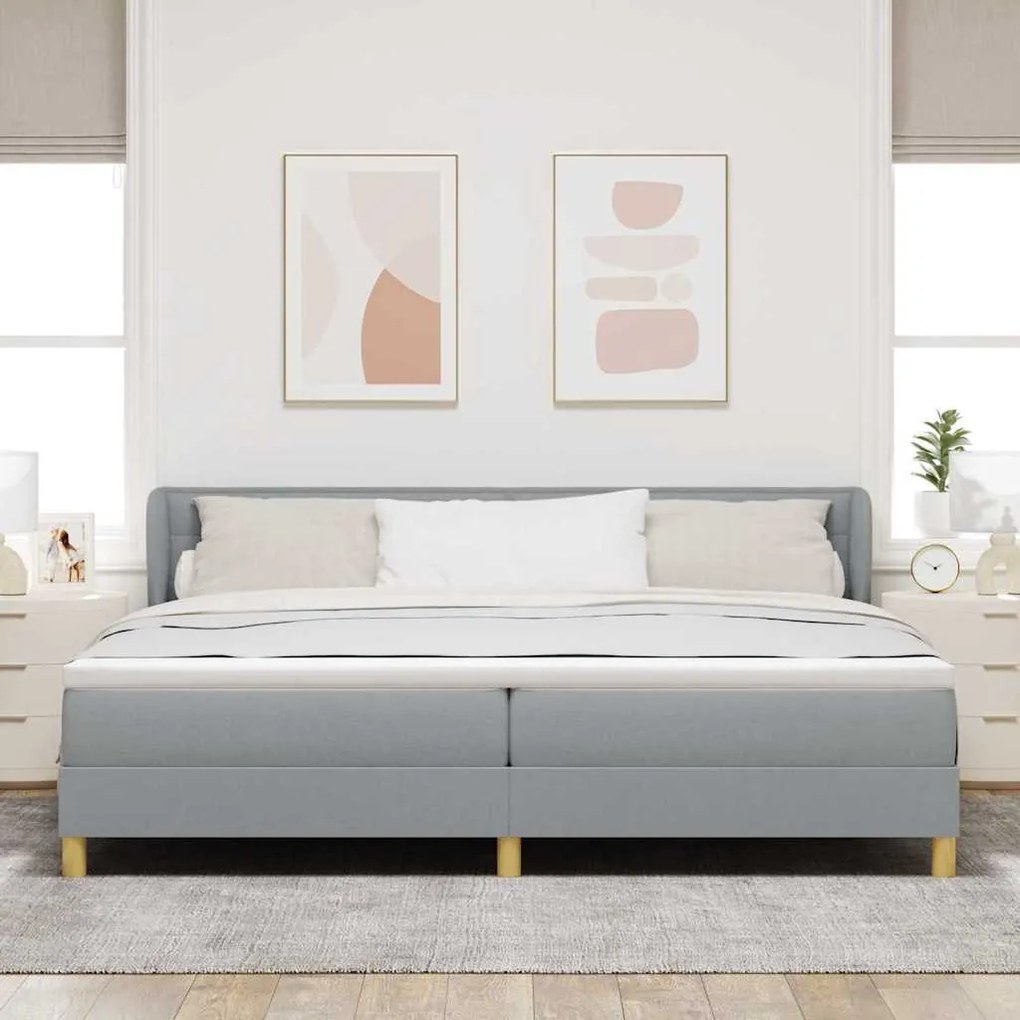 Cama Box Spring vidaXL com Colchão - Cinza Claro, 200x200 cm, Tecido