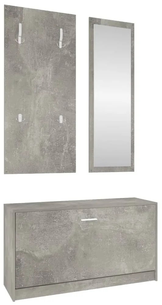 Conjunto de sapateira 3 em 1 derivados madeira cinzento cimento