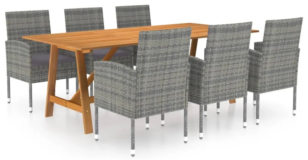 vidaXL 7 pcs conjunto de jantar para jardim cinzento