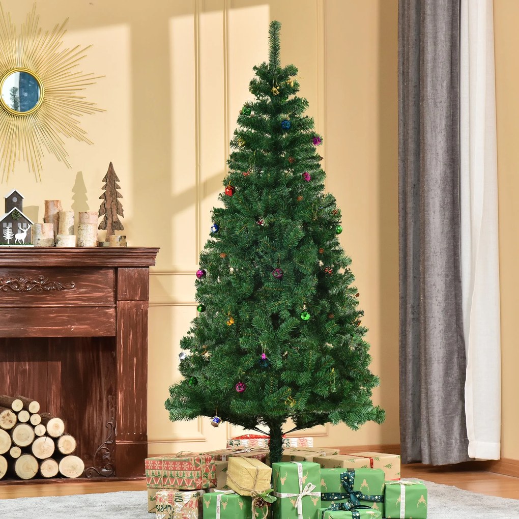 HOMCOM Árvore de Natal Artificial 180cm Ignífugo com 624 Ramos 48 Deco