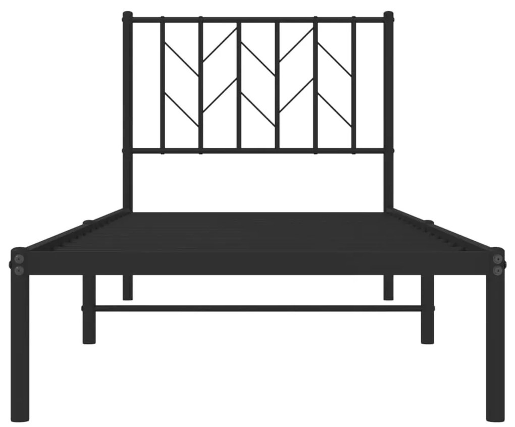 Estrutura de cama com cabeceira 80x200 cm metal preto