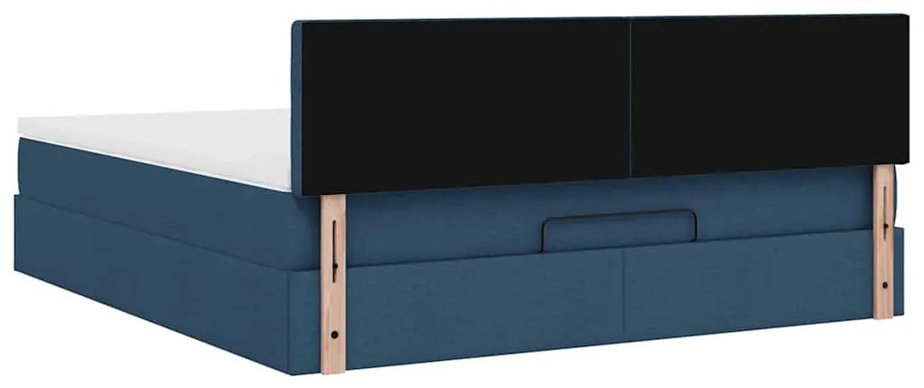 Estrutura de cama otomana com colchão 160x200 cm tecido azul