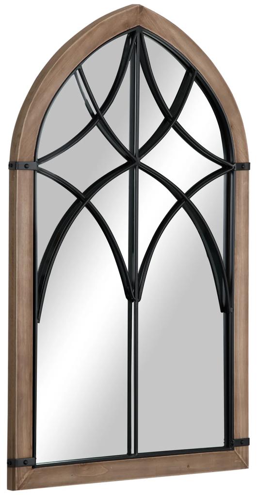 Espelho de Parede de Madeira 93x60cm Espelho Decorativo com 2 Ganchos Estilo Vintage para Sala de Estar Dormitório Entrada Marrom