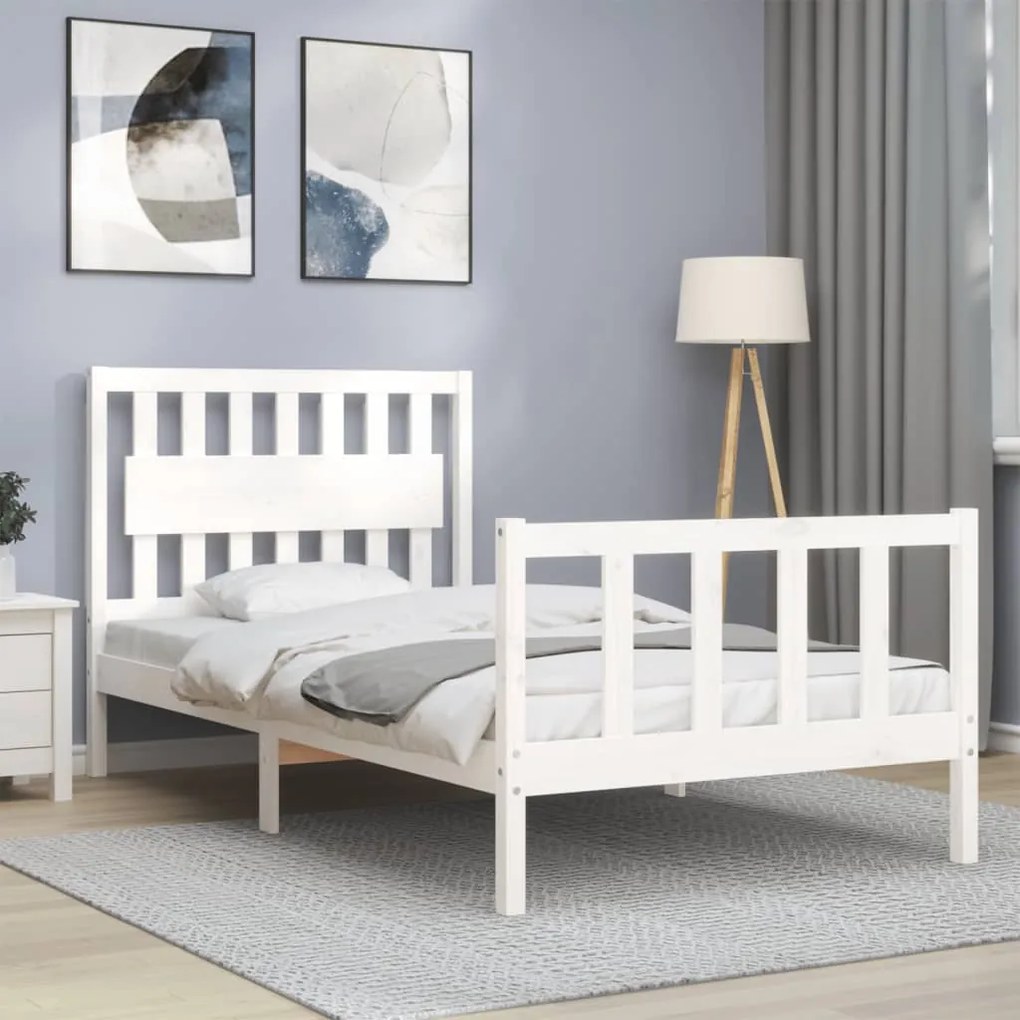 Cama sem colchão 100x200 cm madeira de pinho maciça branco