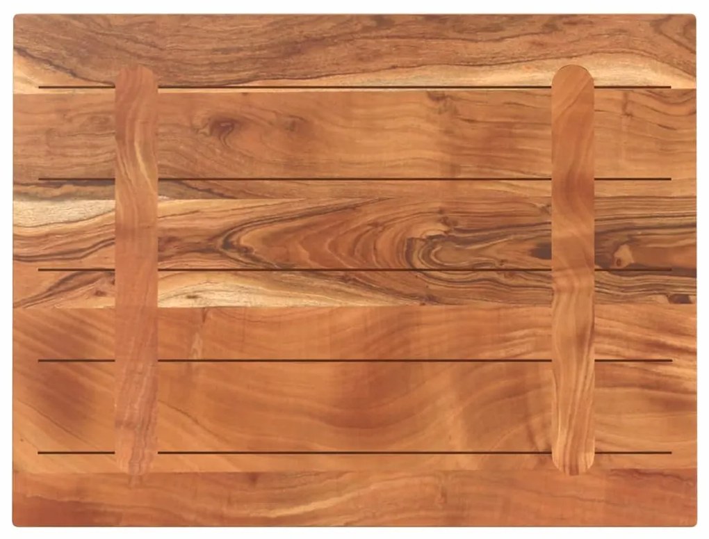 Tampo de mesa retangular 80x60x3,8 cm madeira de acácia maciça