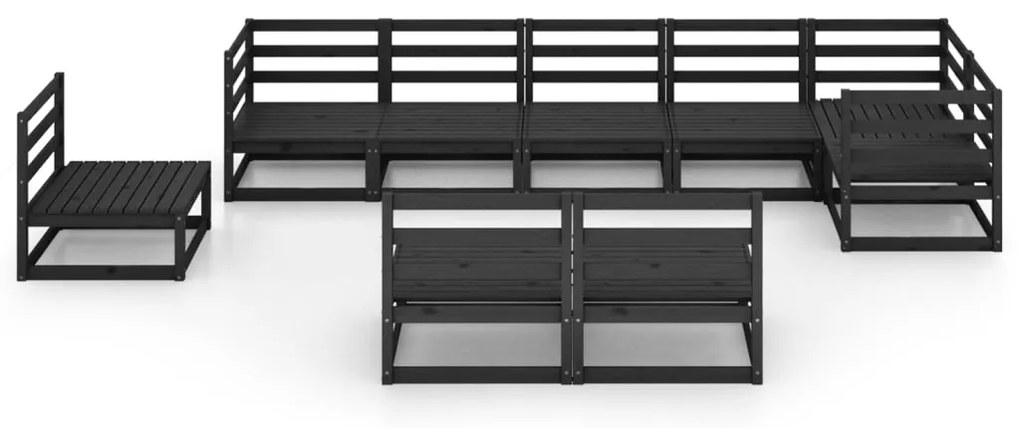 9 pcs conjunto lounge de jardim pinho maciço preto