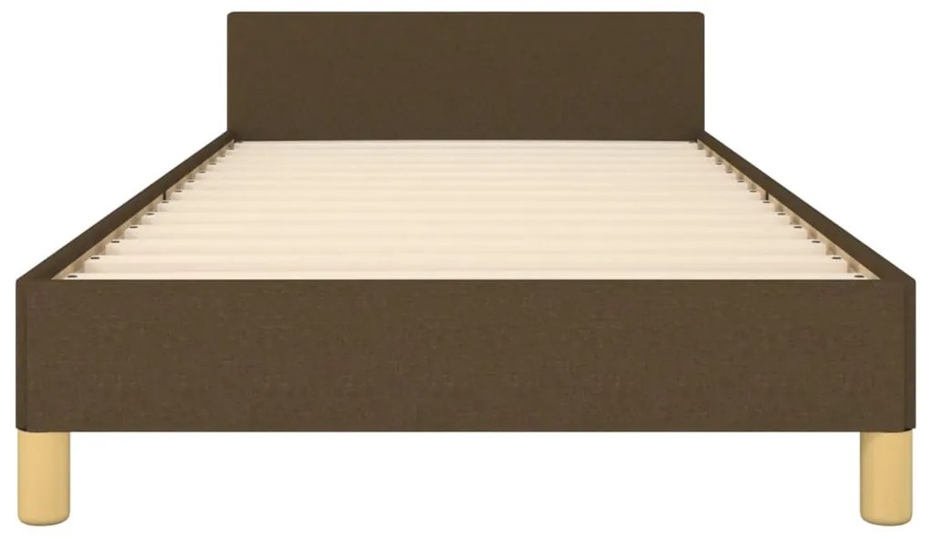 Estrutura de cama sem colchão 90x190 cm tecido castanho-escuro