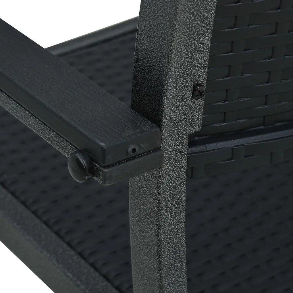 Cadeiras jardim 4 pcs plástico preto aspeto vime