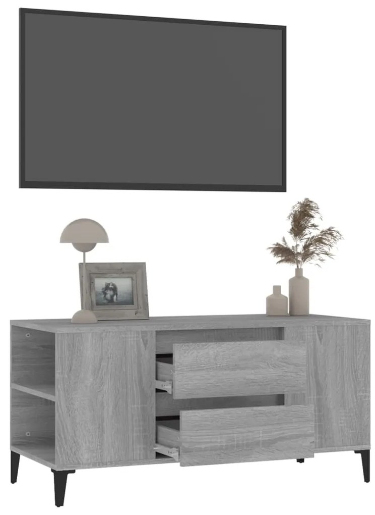 Móvel para TV 102x44,5x50 cm derivados madeira cinzento sonoma