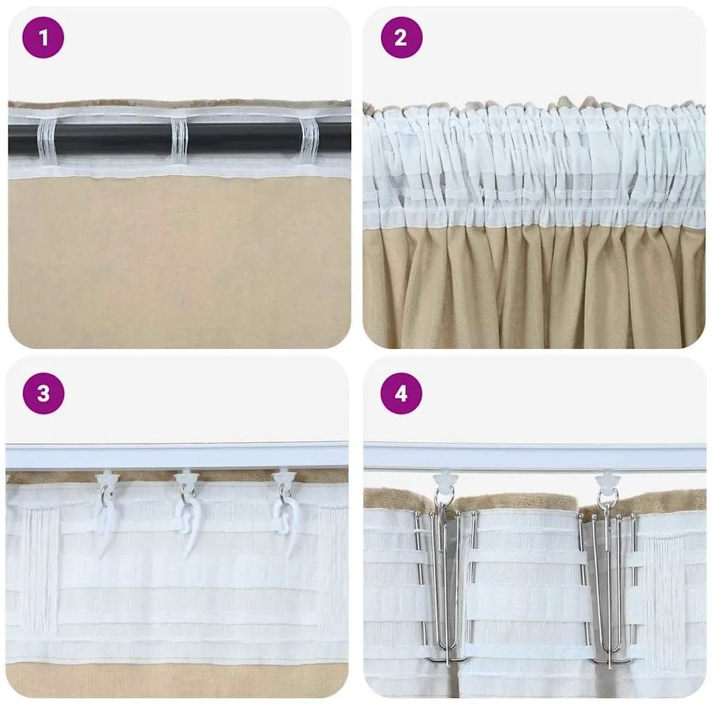 Cortinas de Veludo 2 peças com Ilhós Creme 175x140 cm