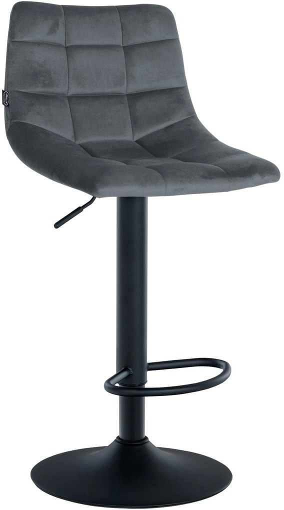 Conjunto de 2 bancos de bar Jerry em veludo com estrutura preta 87-108,5 x 43 x 46,5 cm Cinzento escuro