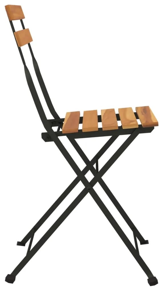 Cadeiras de bistrô dobráveis 2 pcs madeira de teca maciça e aço