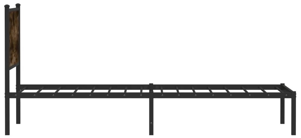 Estrutura de cama sem colchão 100x200 cm metal carvalho fumado