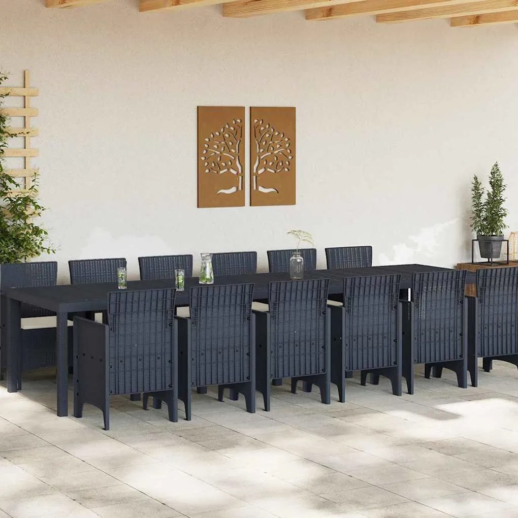 Conjunto de Jantar de Jardim 13 pcs Antracite Grande