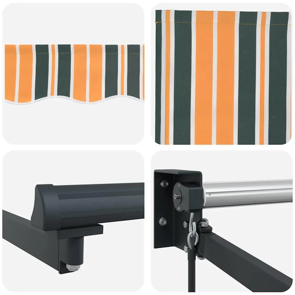 Toldo Retrátil Manual Verde e Amarelo 450 x 300 cm