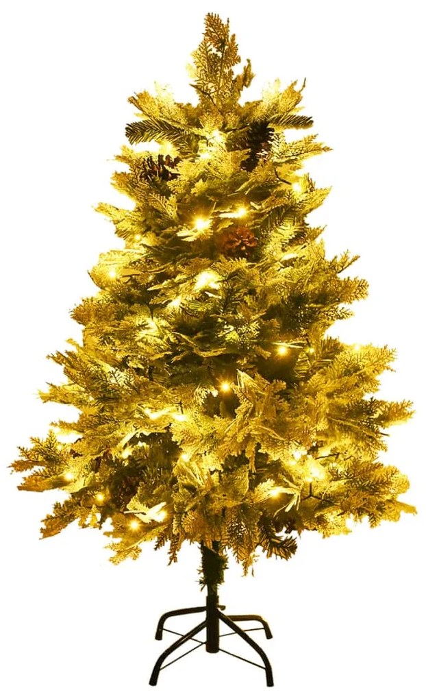 Árvore de Natal com pinhas pré-iluminada 120 cm PVC e PE verde