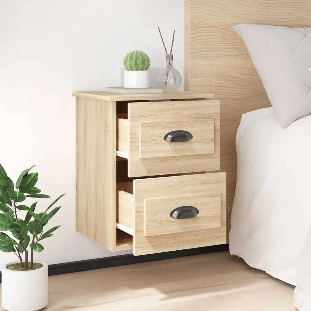 Mesas de cabeceira parede 2 pcs 41,5x36x53 cm carvalho sonoma