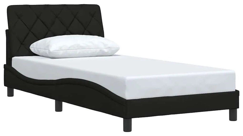 Estrutura de cama sem colchão 100x200 cm tecido preto