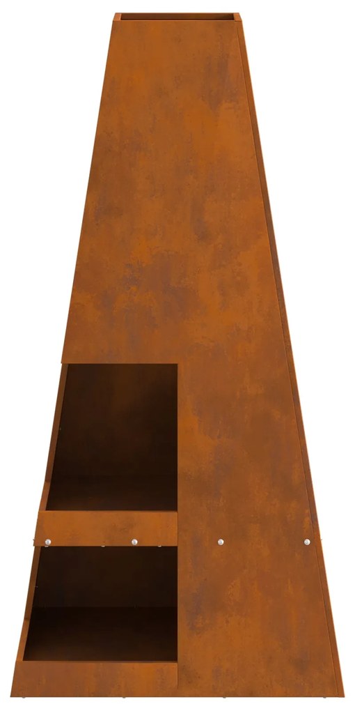 Fogueira com Armazenamento de Lenha 50x50x100 cm Aço Envelhecido