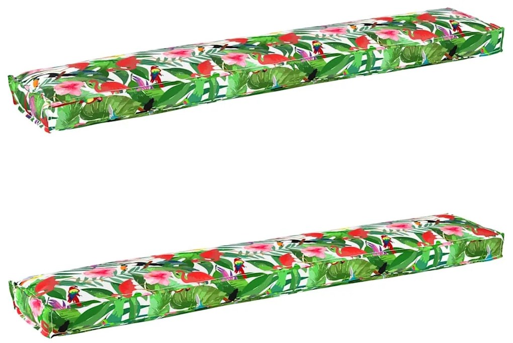 Almofadas de Paletes para Banco 2 pcs Selva Tropical 200x40x8 cm Tecid
