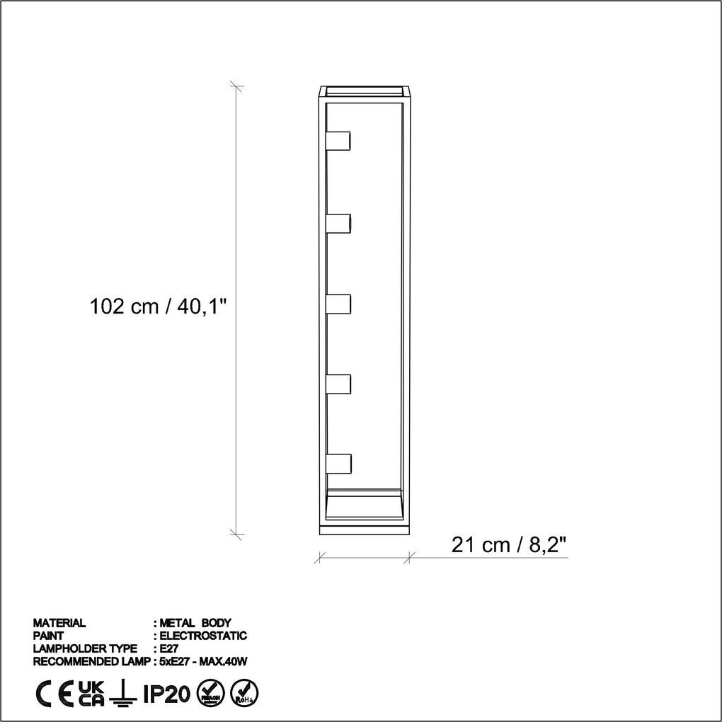 Candeeiro de Pé Kafes – Preto – 21 x 21 x 102 cm