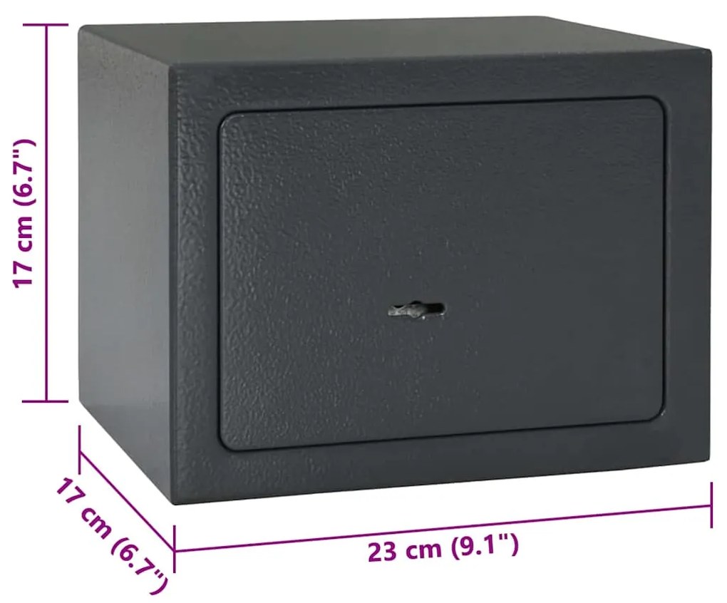 Caixa Segura com Chave Cinza Escuro 17x23x17 cm Aço