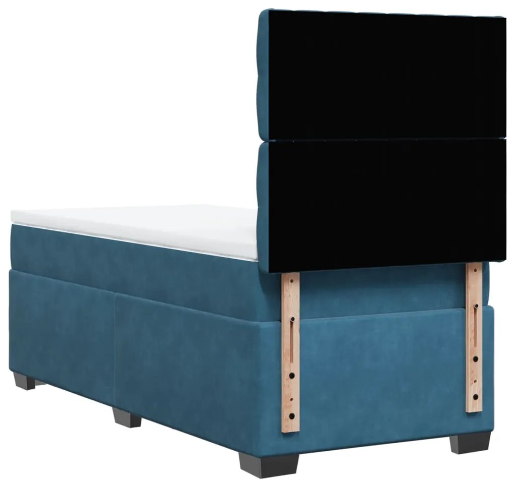 Cama boxspring com colchão 90x200 cm veludo azul