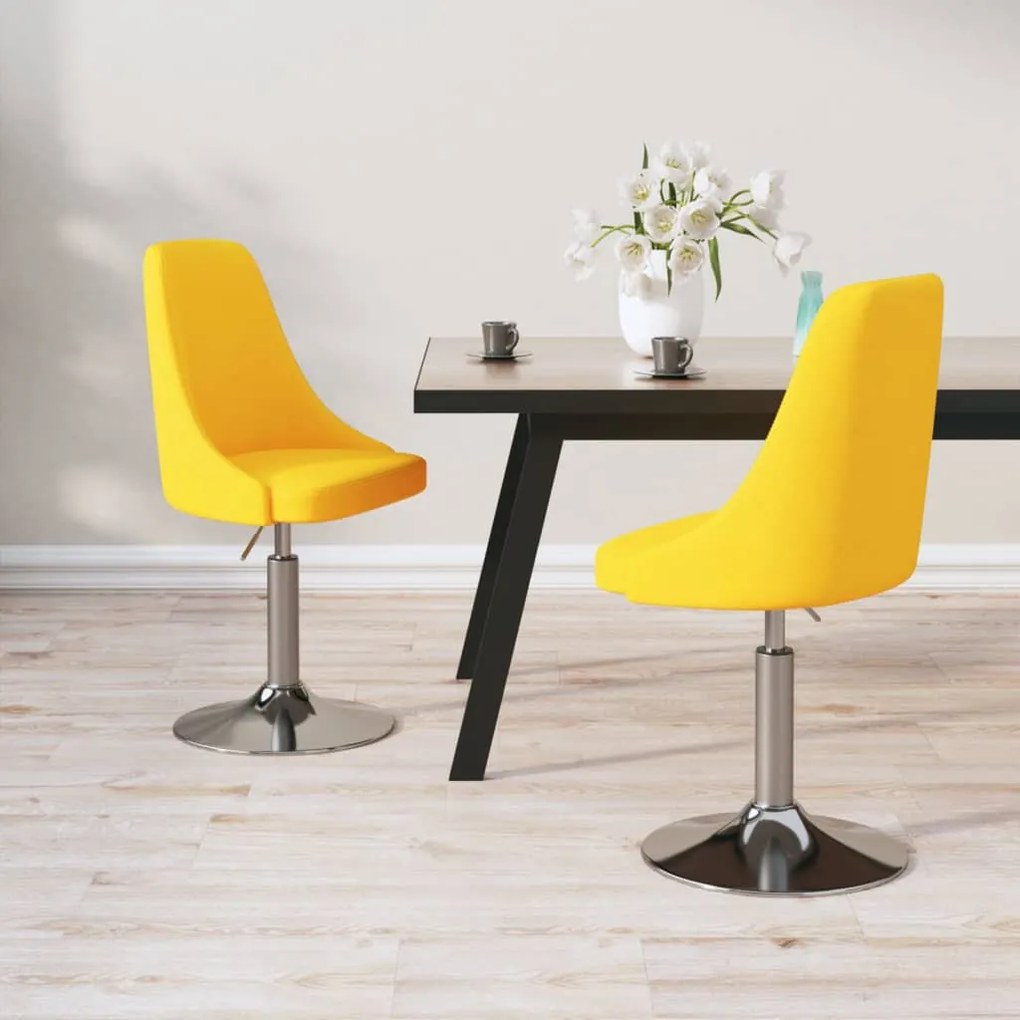 vidaXL Cadeiras de jantar giratórias 2 pcs tecido amarelo mostarda