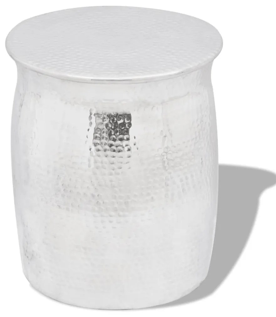 vidaXL Mesa de apoio/banco em alumínio martelado, prateado