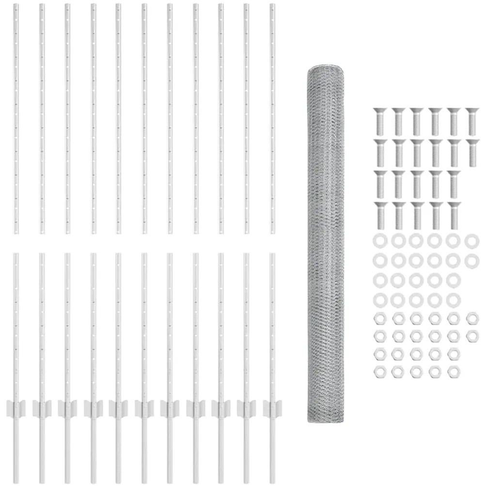 Postes de Cerca vidaXL 22 pcs U-Channel 140 cm Aço Galvanizado