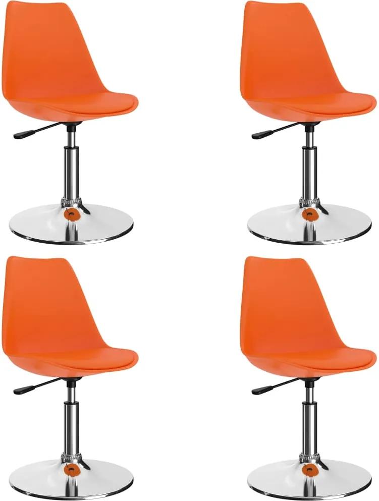 Cadeiras de jantar giratórias 4 pcs couro artificial laranja