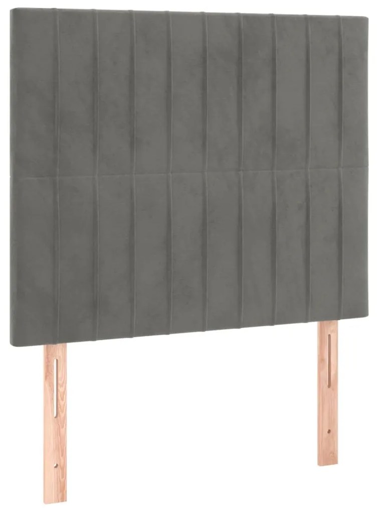 Cabeceira cama c/ luzes LED veludo 80x5x118/128cm cinza-claro