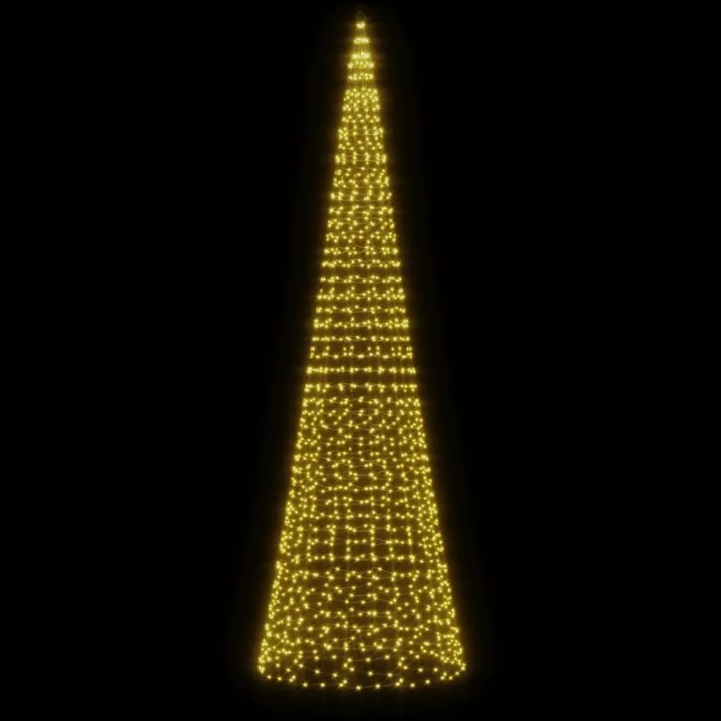 Árvore de Natal LED no mastro 1534 LEDs branco quente 500 cm